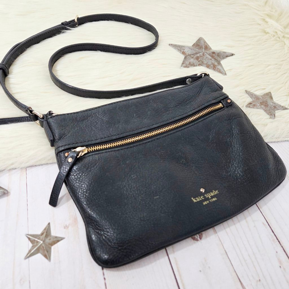 kate spade new york Jackson Street Gabriele Leather Crossbody bag black gold